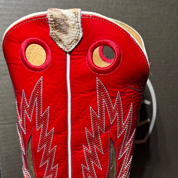 Ariat Red and Leopard Cowboy Boots - Picture 2 of 9